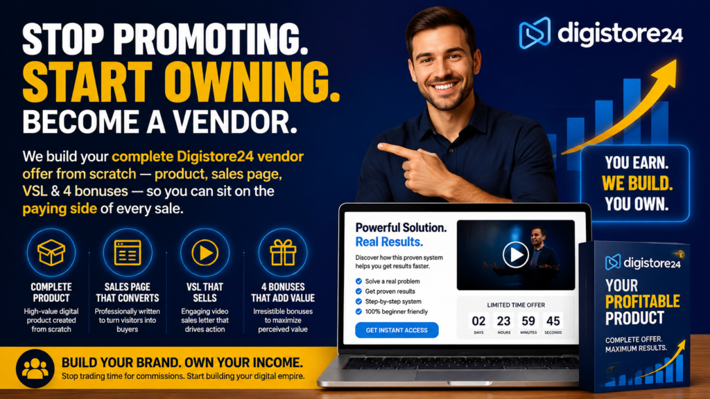 Stop promoting people's stuff and start owning your own business. Become a Digistore24 vendor.
