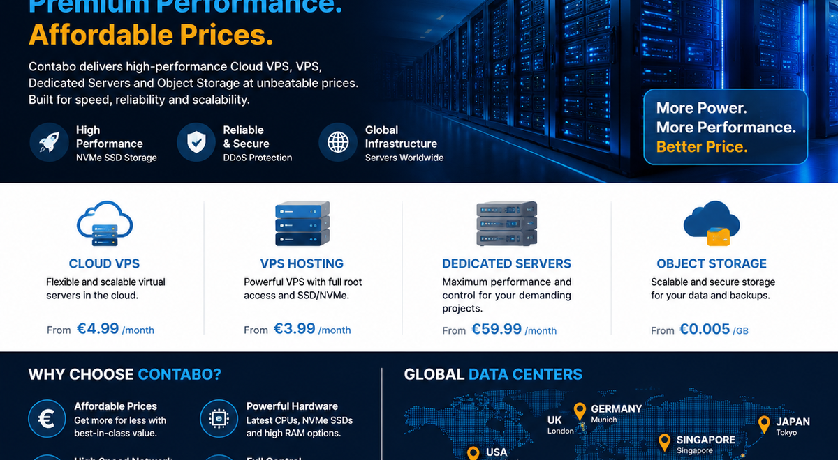 Contabo is a company that provides affordable cloud services and dedicated servers for businesses and developers.